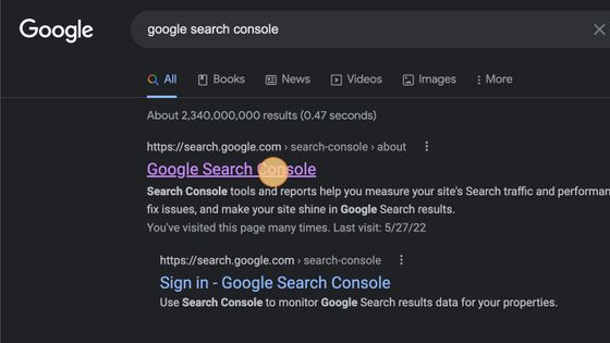 go to google search console
